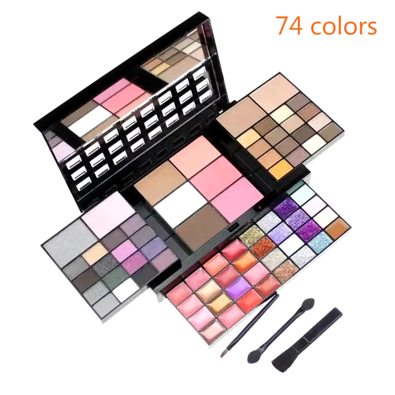 40/74/78 Color Glitter Eyeshadow Palette - Matte, Waterproof, Long-Lasting Pressed Powder Cosmetics Kit for Women