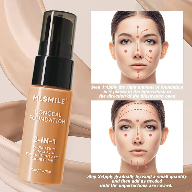 Face Foundation Cream Oil-Control Matte Bbcream Waterproof Lasting Concealer Liquid Full Coverage Matte Base Professional Makeup