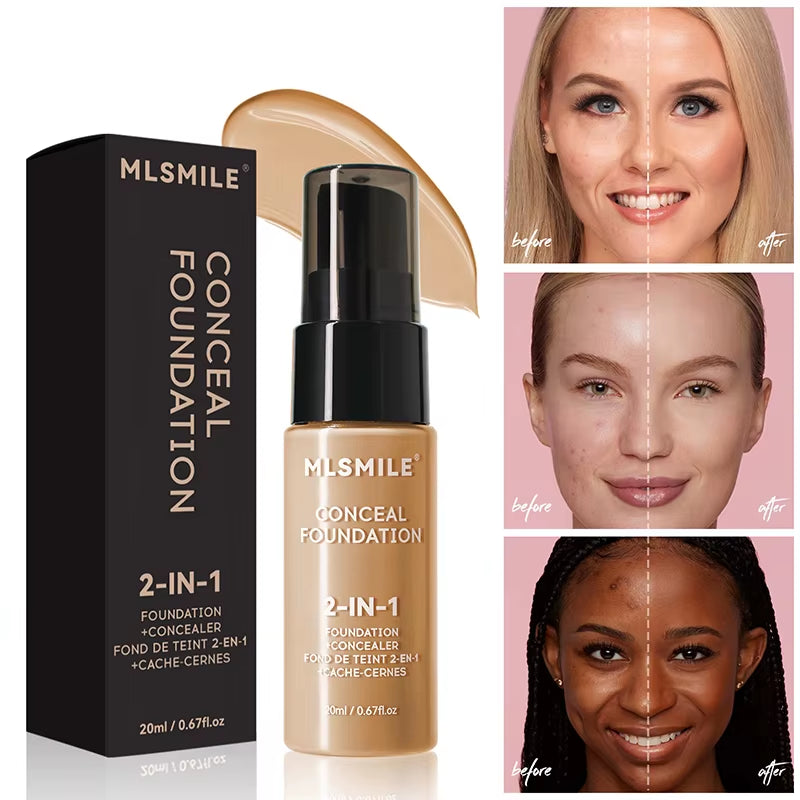 Face Foundation Cream Oil-Control Matte Bbcream Waterproof Lasting Concealer Liquid Full Coverage Matte Base Professional Makeup